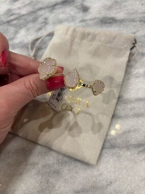 Kendra Scott Gold Cuff with Light Pink Druzy Trio